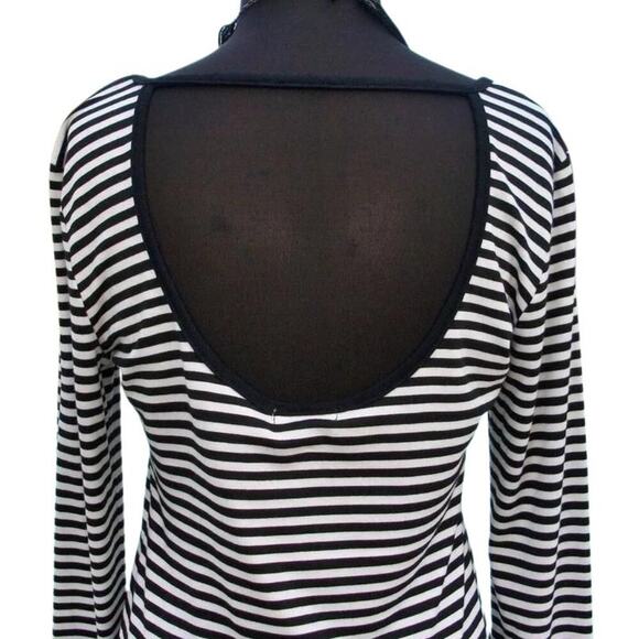 Cache Rhinestone Embellished Top New Stretch Scoop Neck Open Back $88 NWT B & W - Picture 5 of 8